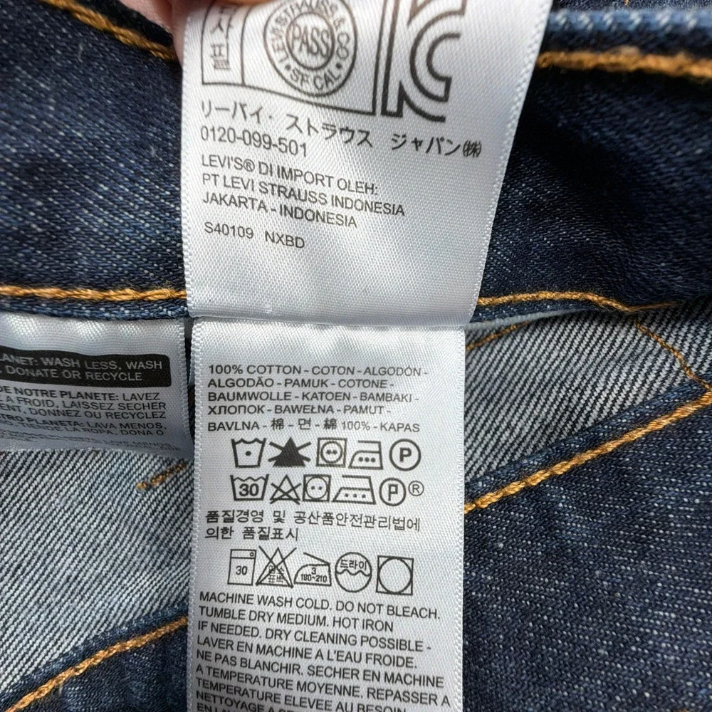 Levi's Jeans 505 Regular Fit Straight Leg Dark Wash Indigo Mens 42x32
